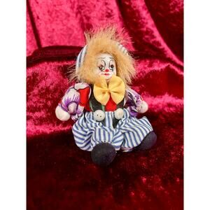 Vintage Toy - Miniature Doll - Clown with a Porcelain Painted Face - 4.75"